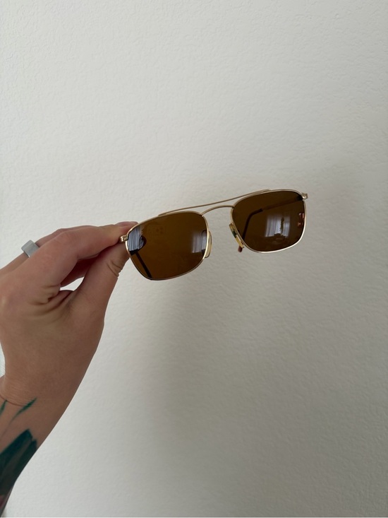 Persol PM43 Gold Navigator Aviator Sunglasses Brown Lenses Meflecto Italy 54-18 main image 5